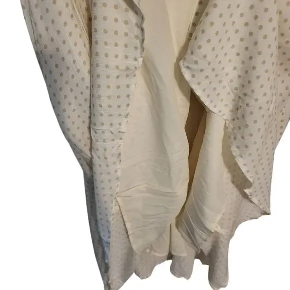 Bohme Ruffle Neck Polka Dot Flutter Sleeve Button Front Boho Midi Dress, L NEW - Picture 9 of 16